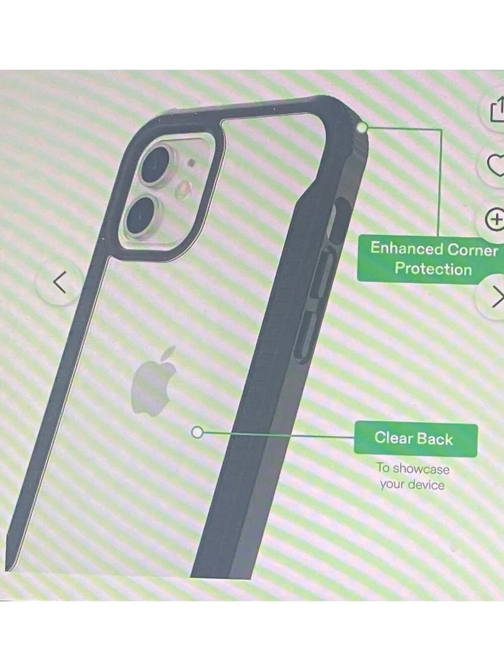 Onn Dual-Layer Case for iPhone 12/iPhone 12 Pro Black/Clear
